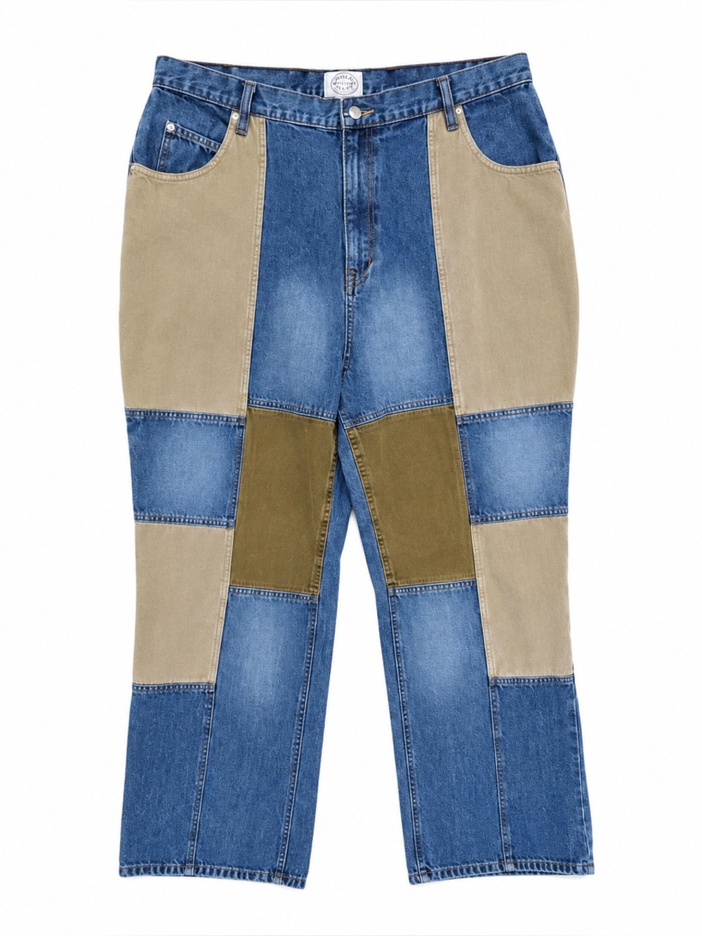 Y2K Carolina Blues Patchwork Denim and Corduroy Jeans